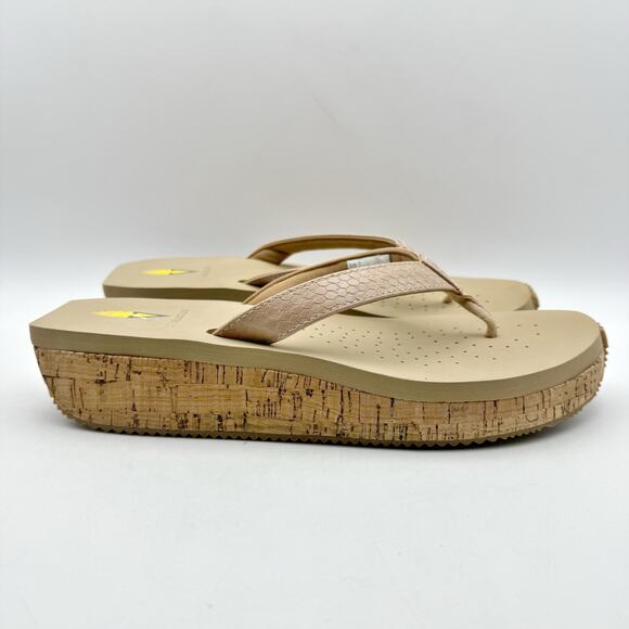 Volatile Womens Neville Wedge Sandal US 11 M Nude Snake Vegan Leather NWOB - Picture 2 of 12